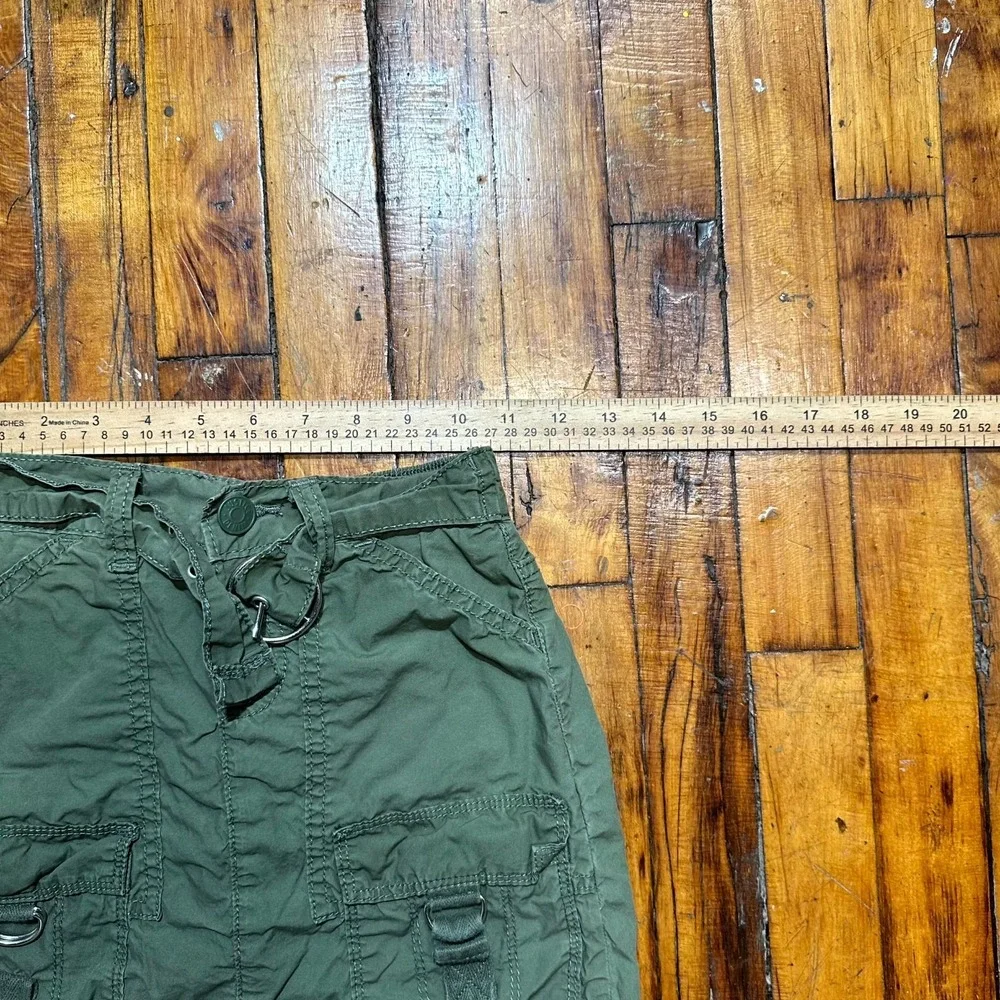 Justice Mini Skirt Girls Size 10 Olive Green Cargo Pockets Belted Waist Utility